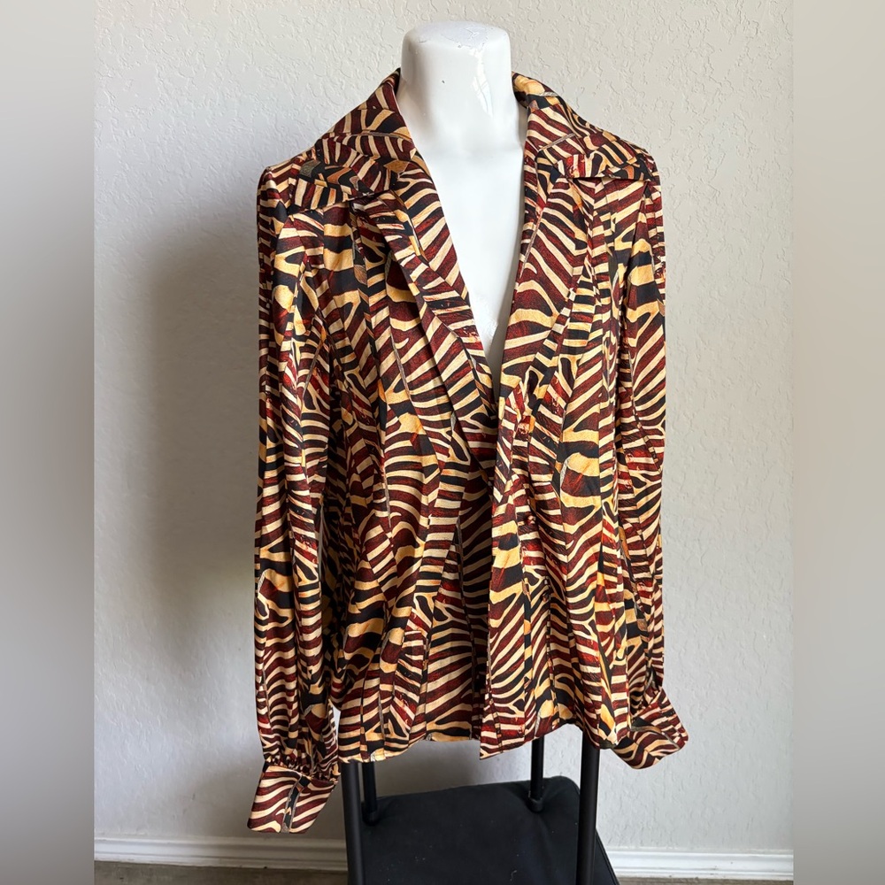 ALEXIS Womens Blouse Top Size Medium V Neck Corporate Professional